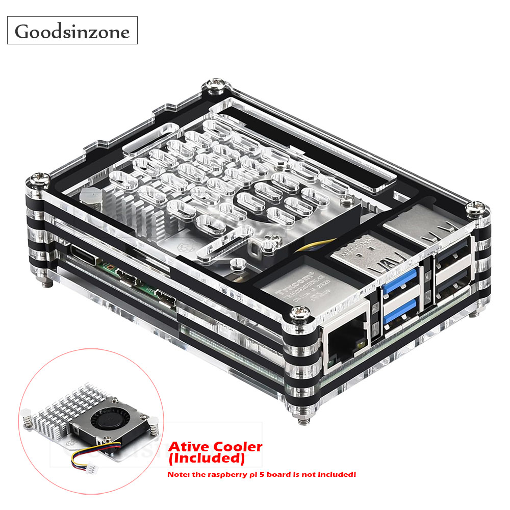 Raspberry Pi 5 8Gb Kit - Casing akrilik dengan kipas pendingin aktif
